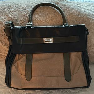 Large brown and black tote